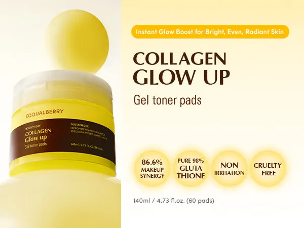 EQQUALBERRY - Collagen Glow Up Gel Toner Pads - 140ml